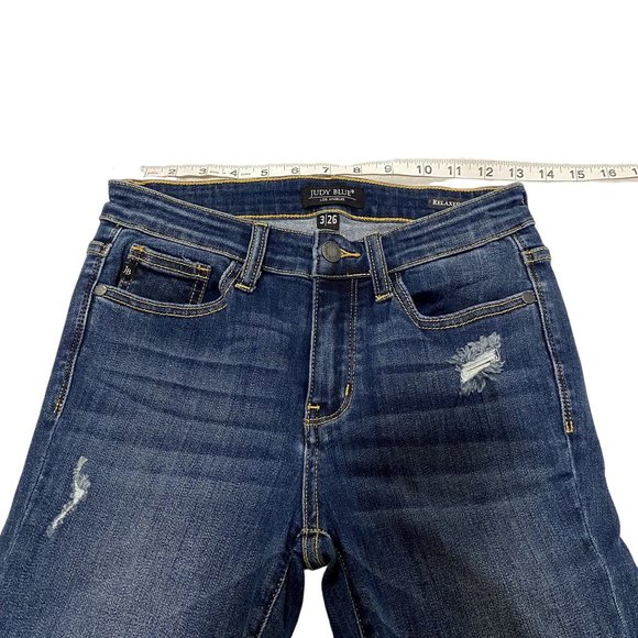 Judy Blue Relaxed Fit Distressed Jeans. Size 3 / 26. Tapered Leg. Good condition - Picture 6 of 6